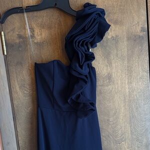 Emerald Sundae One-Shoulder Navy Dress